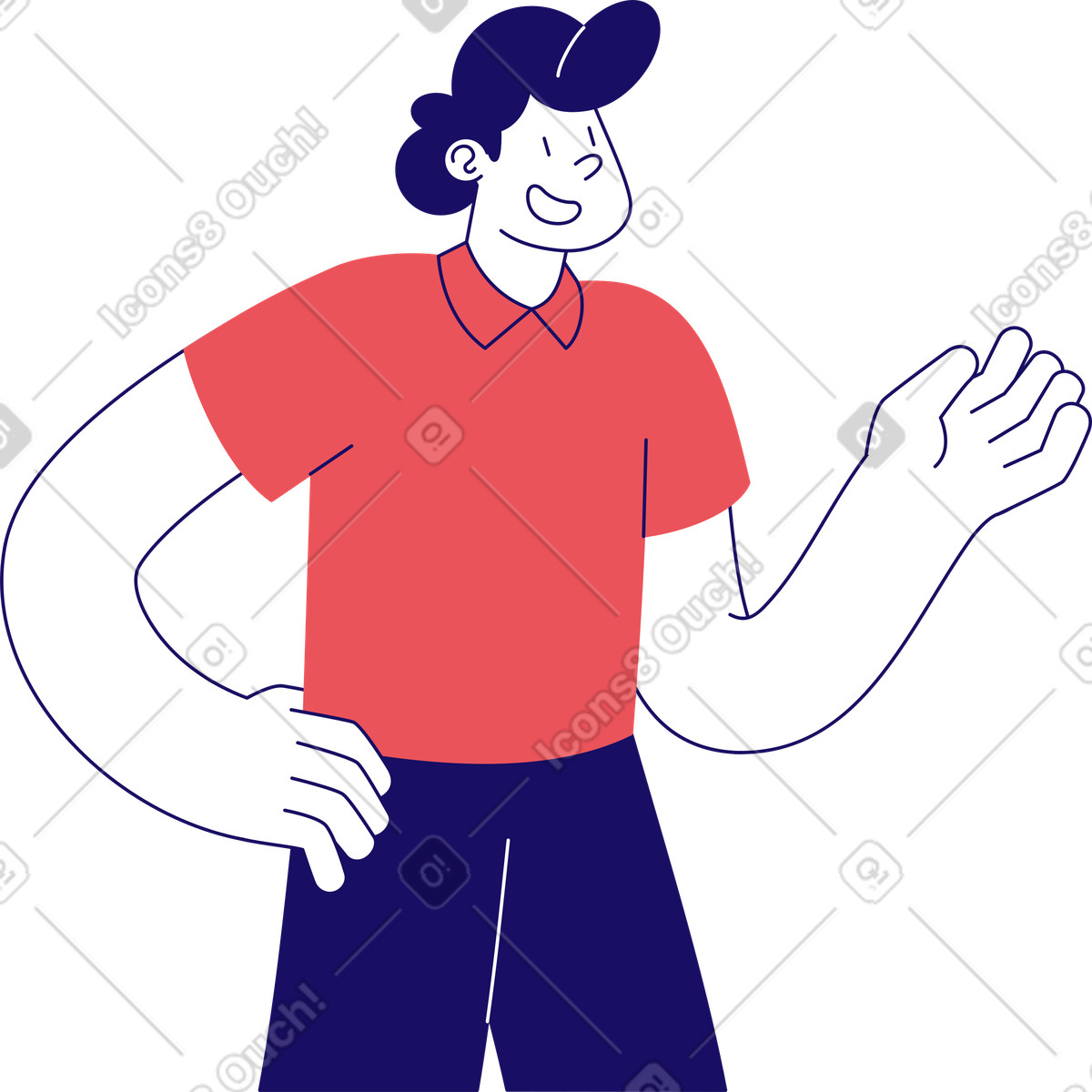 Иллюстрация Man in casual outfit with open palm в стиле Bendy — скачать в форматах PNG, SVG