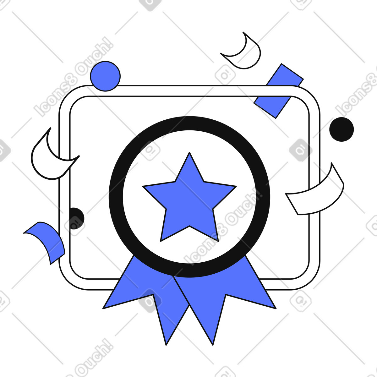 Achievement ribbon badge depicting star symbol for success and recognition illustration in Main style download in PNG, SVG