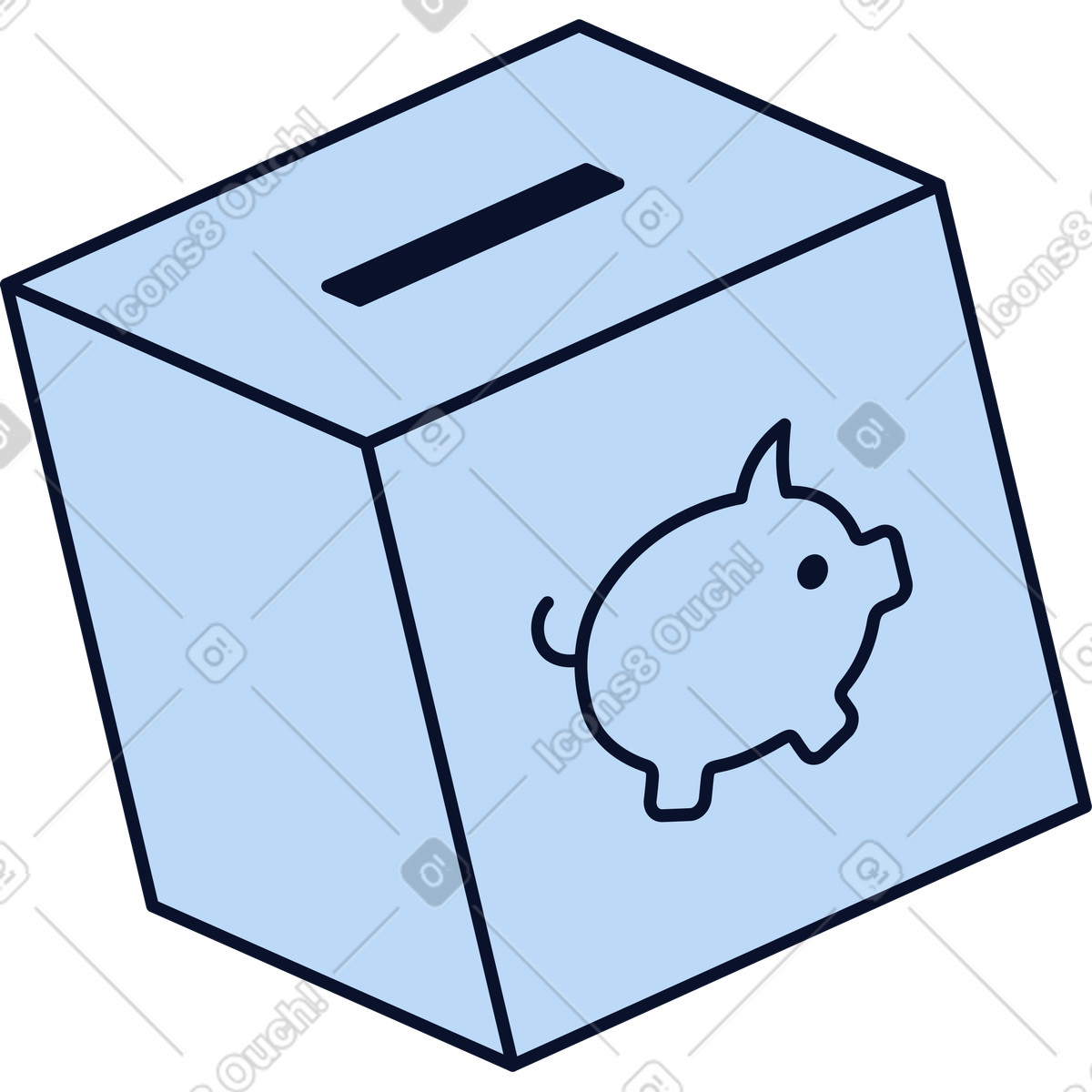 Cube with piggy bank icon illustration in Flexy style download in PNG, SVG