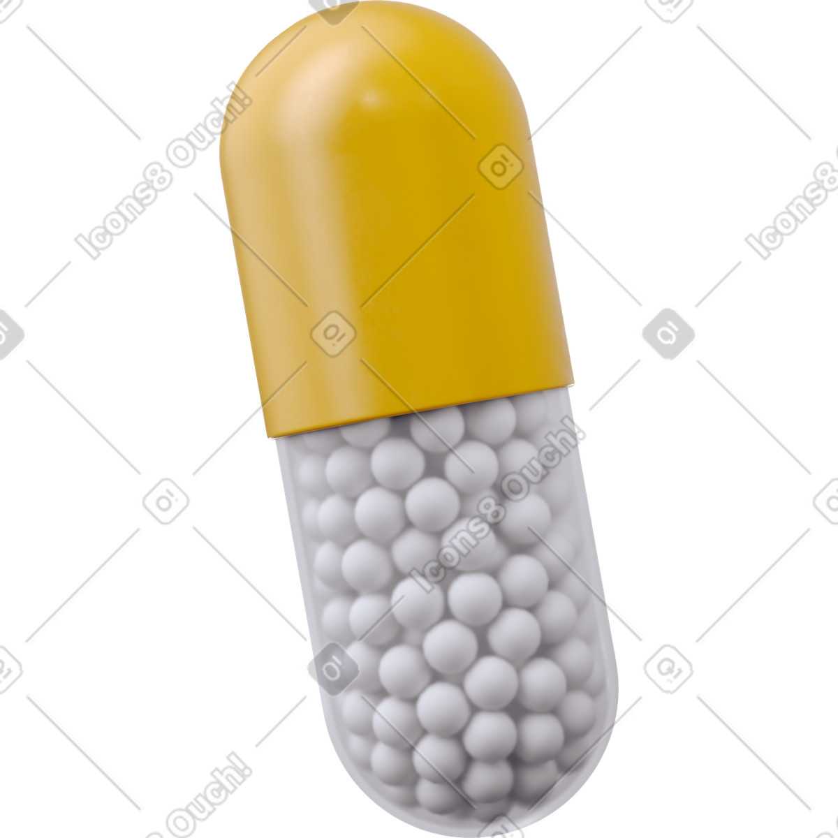 Ilustración Yellow capsule with granules en estilo 3D Business a descargar en PNG y SVG