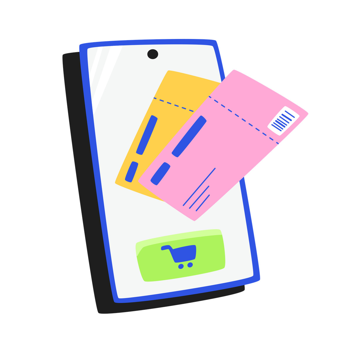 Иллюстрация Buying tickets online on the phone в стиле Bouncy — скачать в форматах PNG, SVG