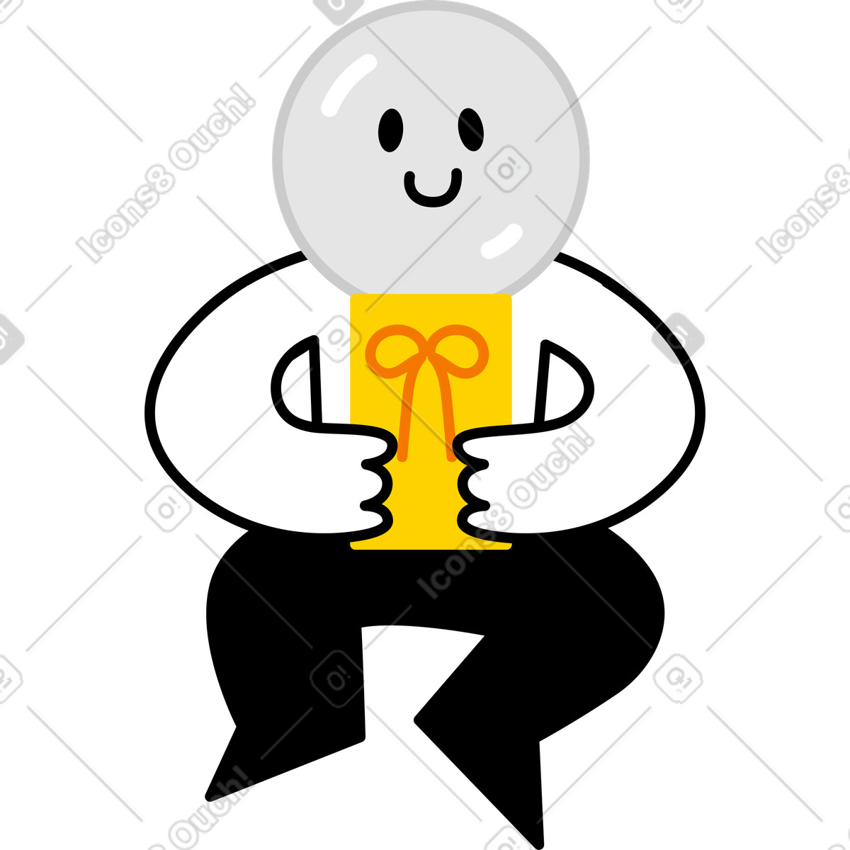 Ilustración Personaje sosteniendo un regalo en estilo Giggle a descargar en PNG y SVG