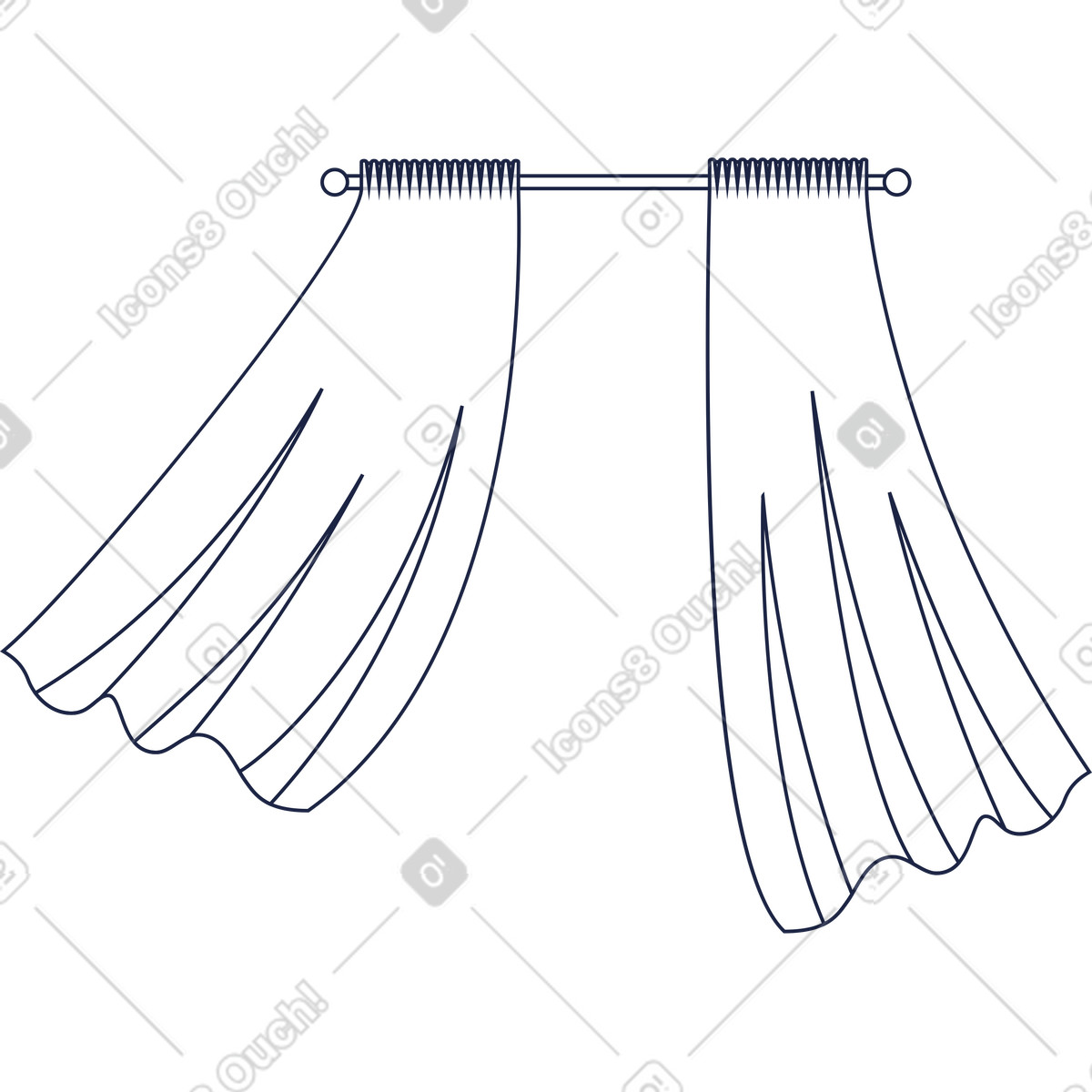 Ilustração de Linha cortinas em no estilo Urban Line para baixar em PNG, SVG