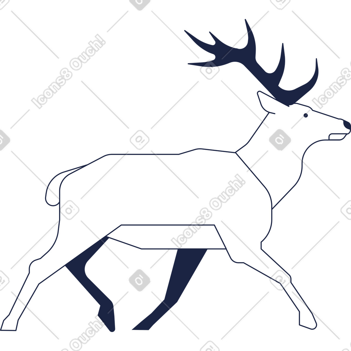 Ilustración Ciervo en estilo Urban Line a descargar en PNG y SVG