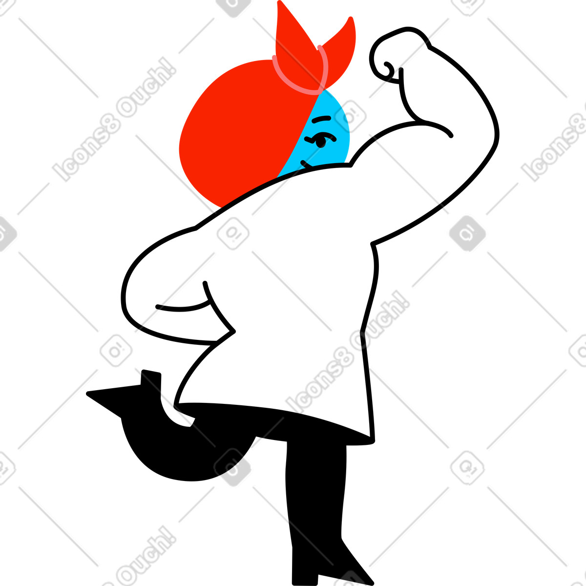Strong female character illustration in Giggle style download in PNG, SVG