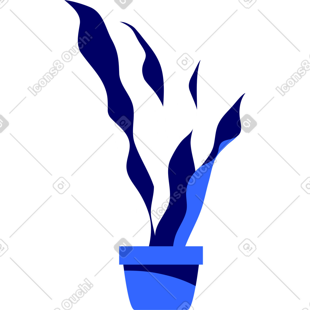 Ilustración Gran planta de oficina en una maceta azul estilo Lounge a descargar PNG y SVG