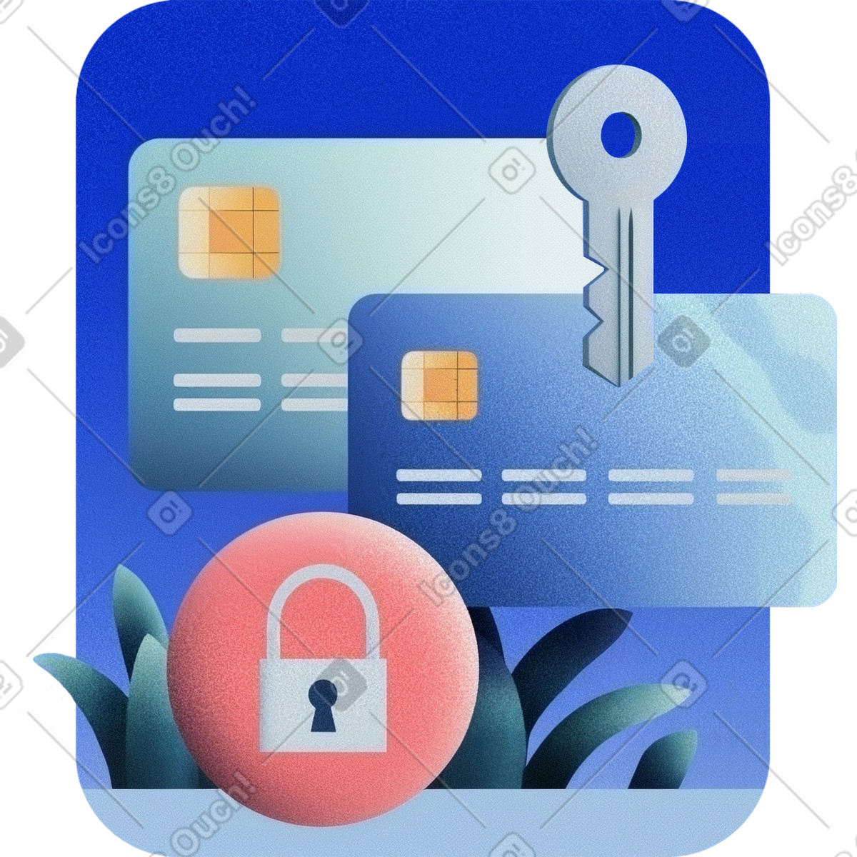 Savings with password, Online banking security, Financial data protection illustration in Grainy style download in PNG, SVG