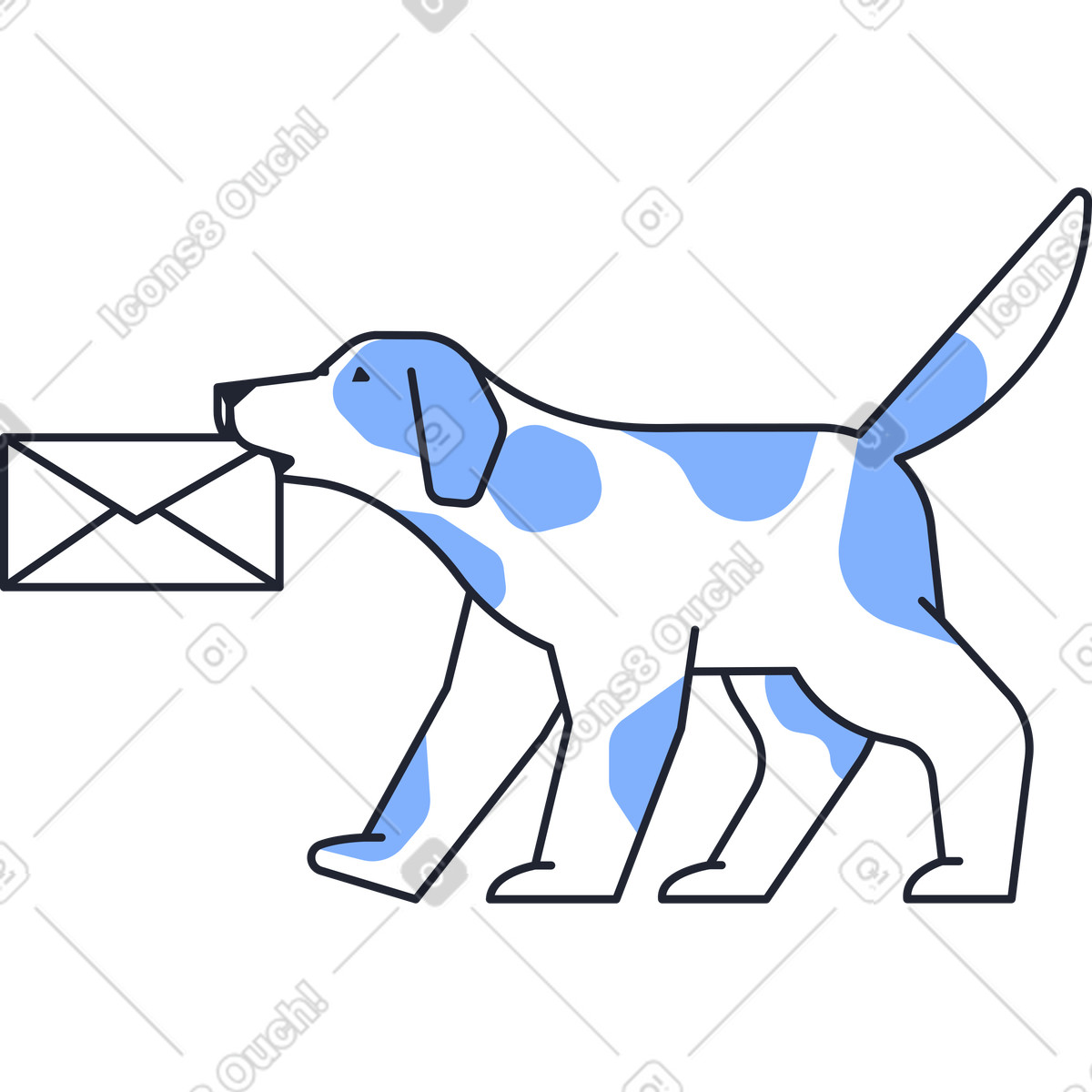 Illustration Chien avec message dans le style Pablita à télécharger aux formats PNG, SVG