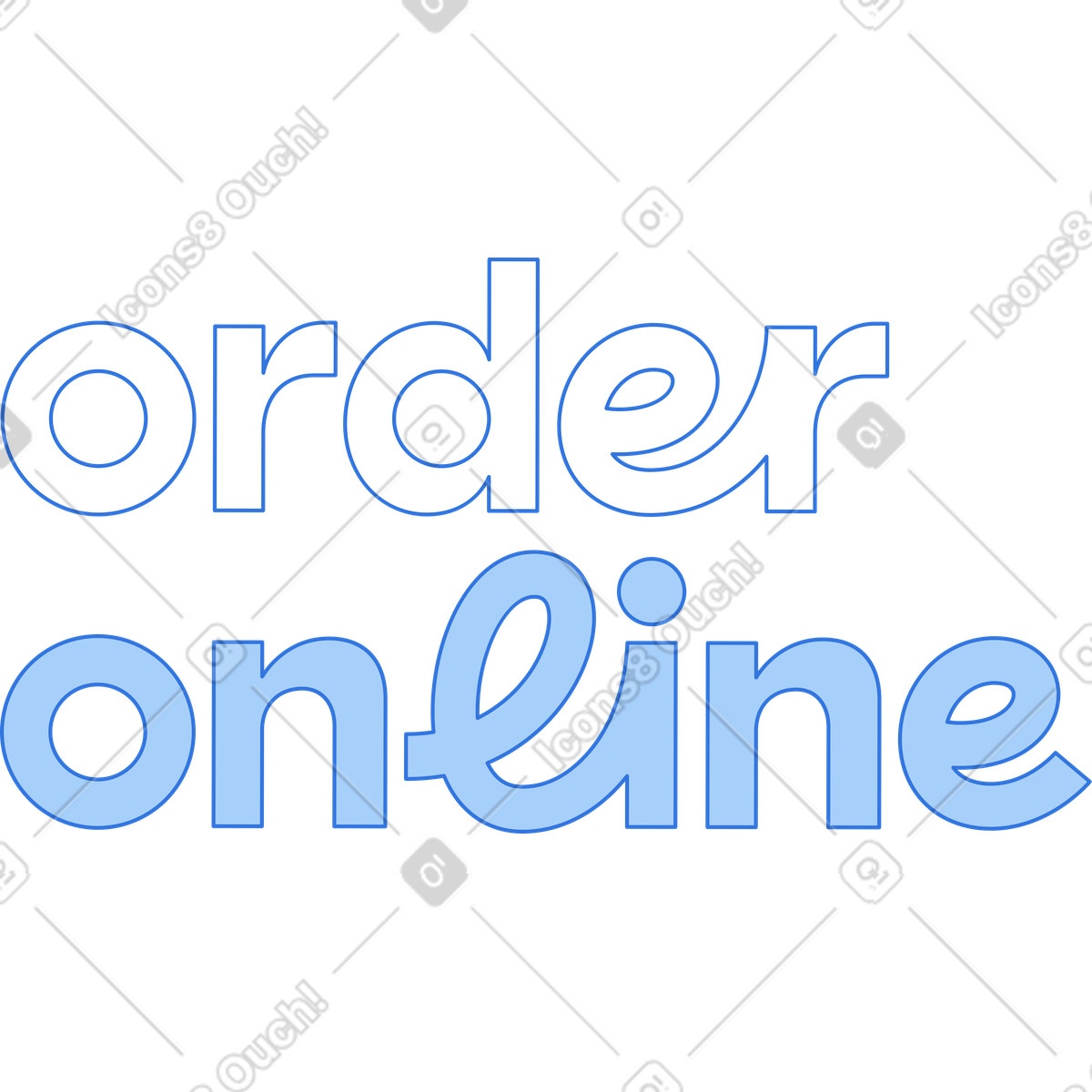 Ilustração de Texto on-line pedido letras em no estilo Sky para baixar em PNG, SVG