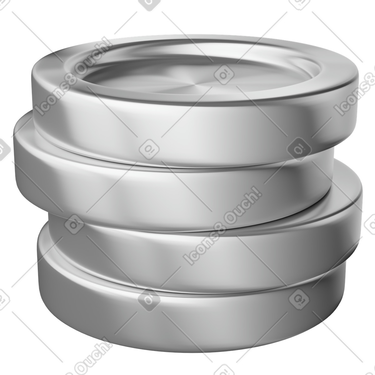 Ilustração de Coins silver stack shiny metallic blank currency tokens pile em no estilo 3D Plastic para baixar em PNG, SVG