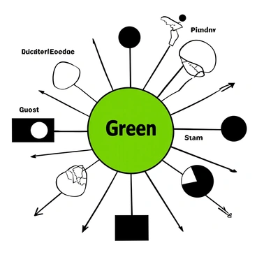A chart of color theory with green prominently featured at the center