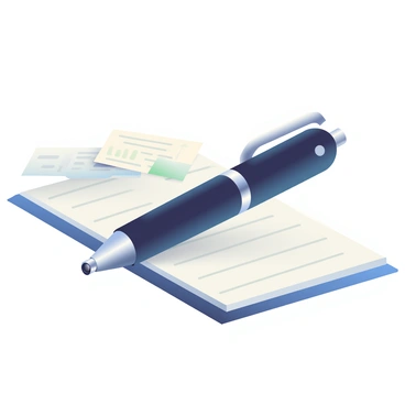 A sleek black pen with a shiny metallic clip is positioned centrally in the image. The pen has a smooth, cylindrical body, reflecting light with subtle highlights. Near the tip of the pen, a small lens is visible, indicating its function as a spy camera. The pen is lying on a white notepad that features neat, lined pages. In the background, there are several documents scattered, hinting at a covert operation. A faint shadow from the pen suggests a soft lighting source above.