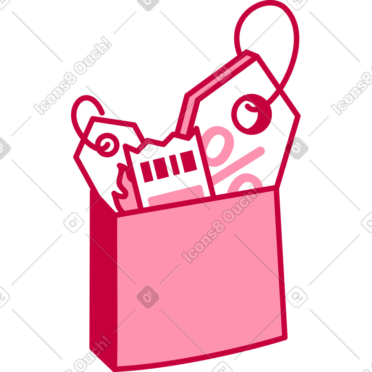 Bad with shopping sale illustration in PNG, SVG