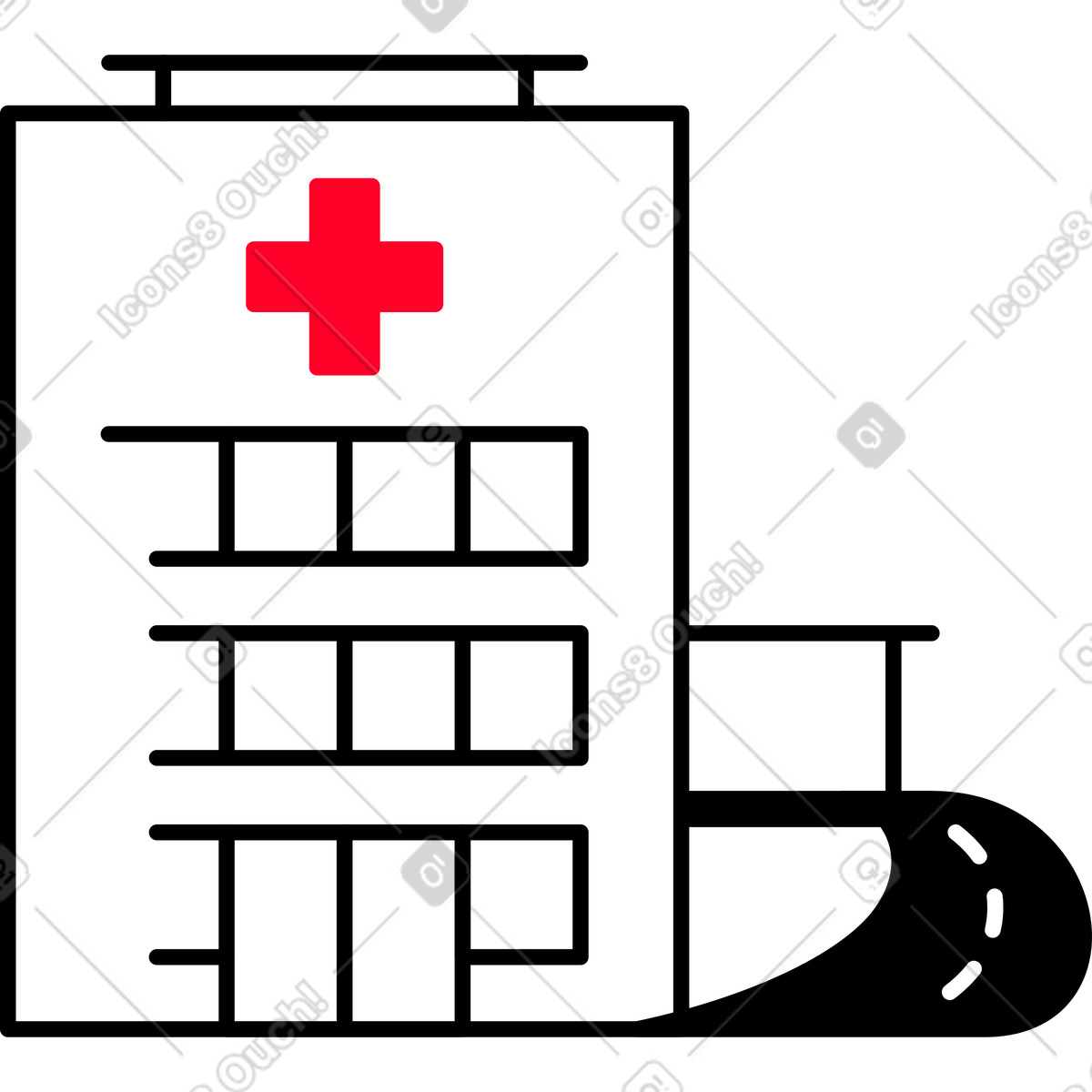 Edificio ospedaliero illustrazione in stile Transistor scarica in PNG, SVG