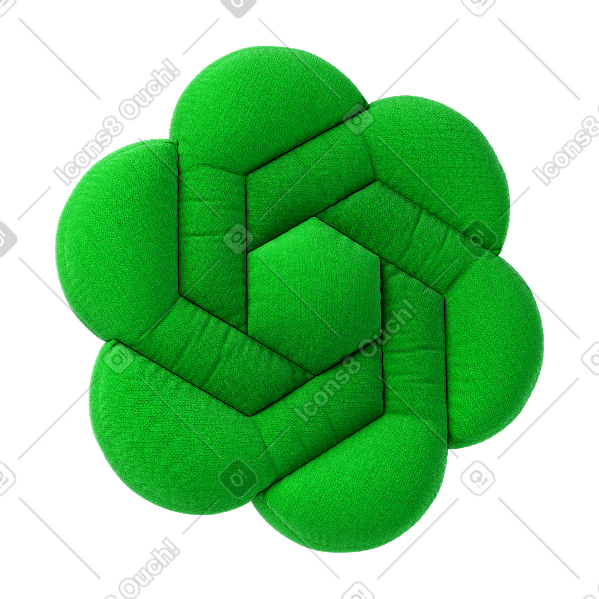 Cuscino in tessuto morbido verde con logo chatgpt illustrazione stile 3D Plush icons scarica PNG, SVG