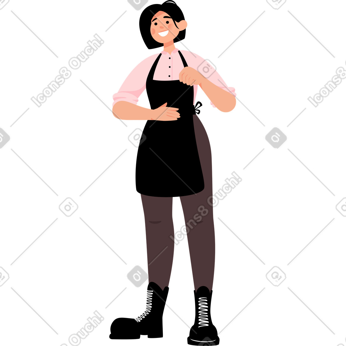 Illustration Femme serveur dans le style Lagom à télécharger aux formats PNG, SVG
