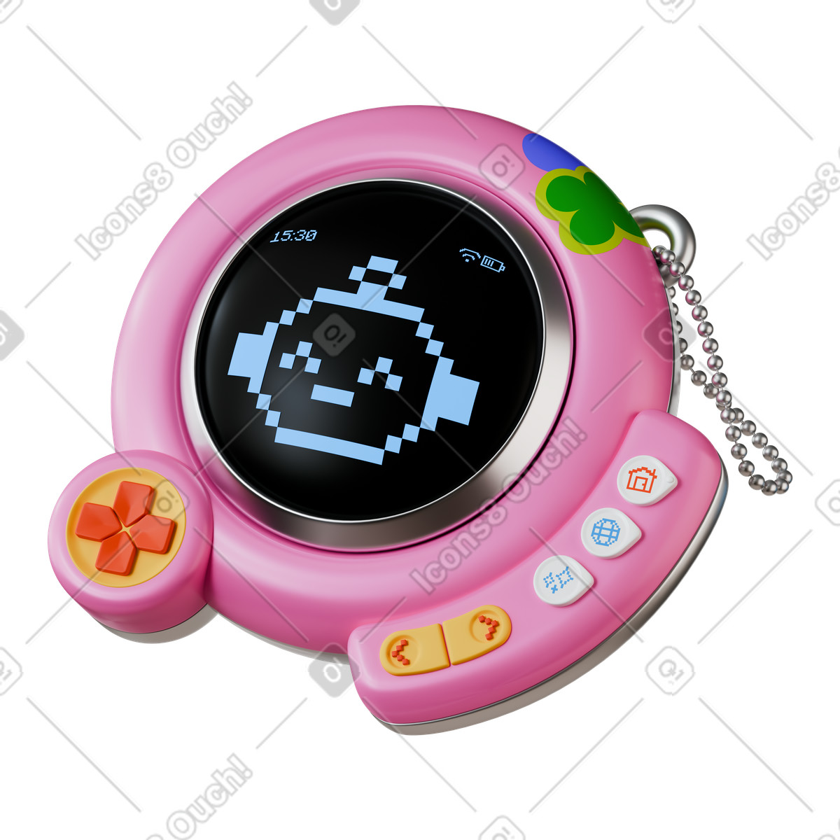 AI assistant gadget with round screen and buttons illustration in 3D Stickle style download in PNG, SVG
