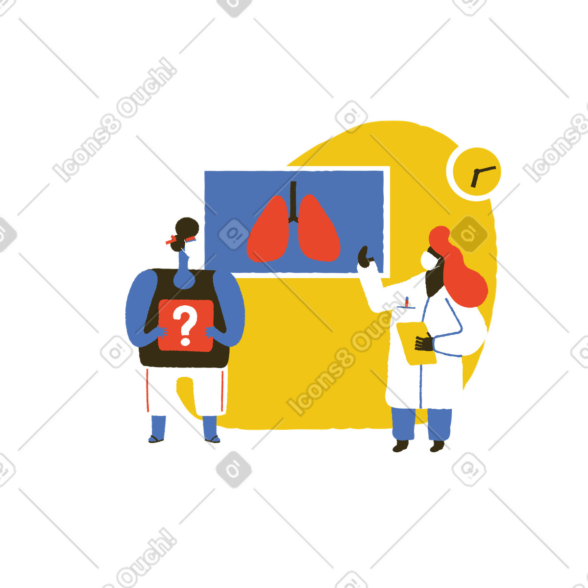 Affect of coronavirus on lungs illustration in Bermuda style download in PNG, SVG