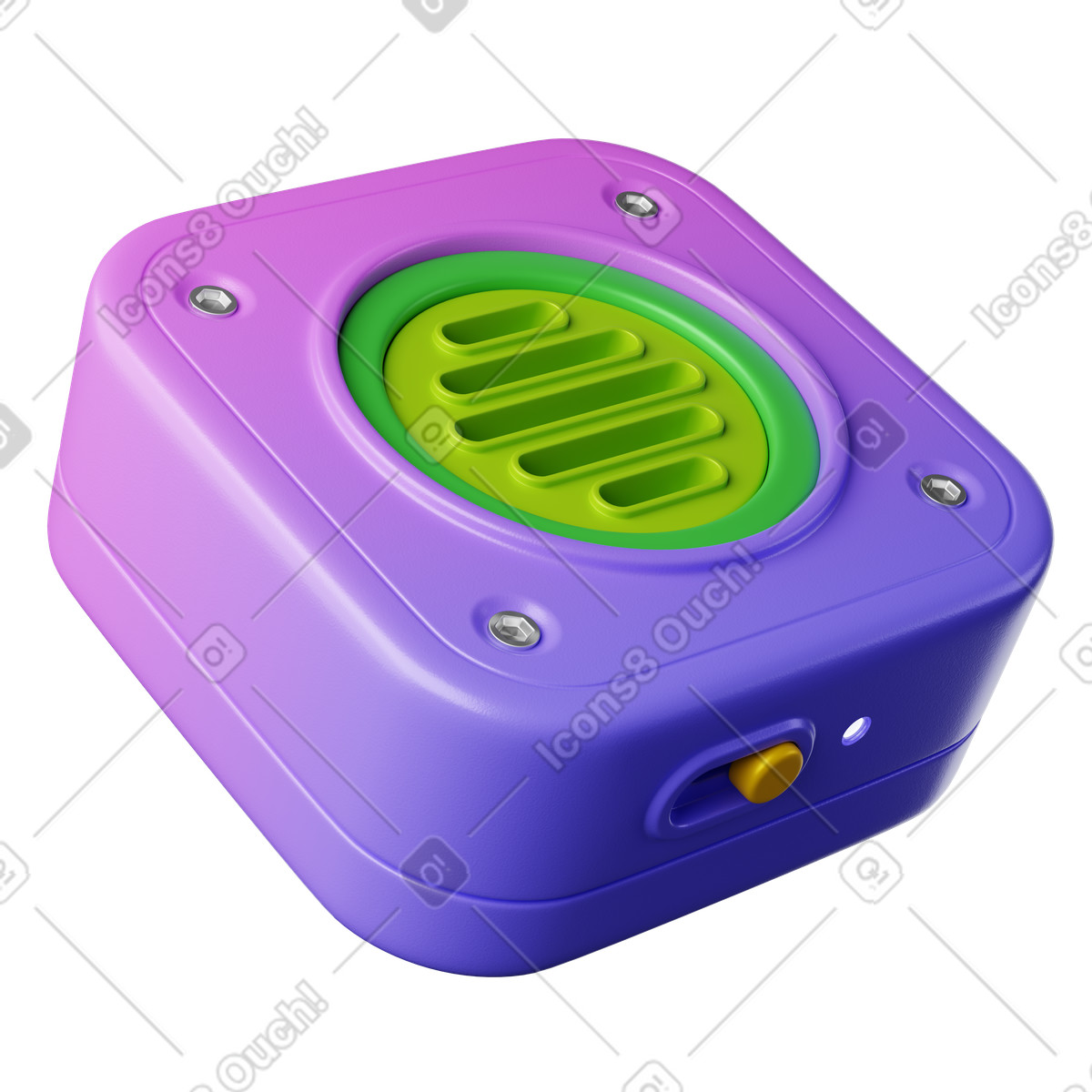 Ilustração de Speaker module retro gaming sound box with colorful grill and switch em no estilo 3D Plastic para baixar em PNG, SVG