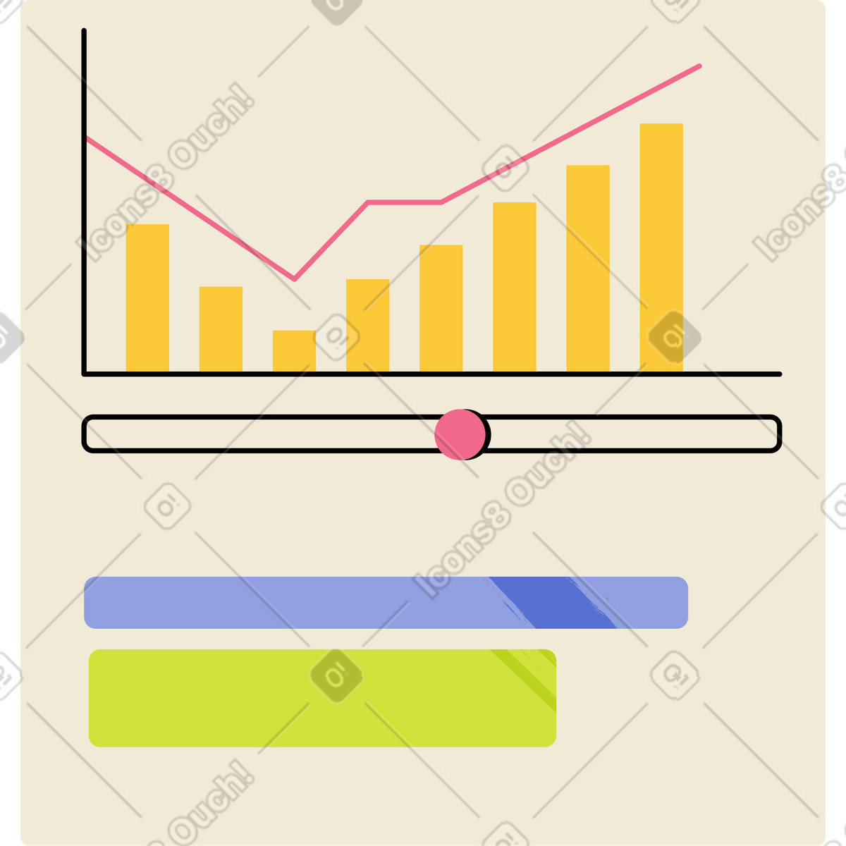 Board with graph and scales animated illustration in Juicy style download in GIF, Lottie (JSON), AE