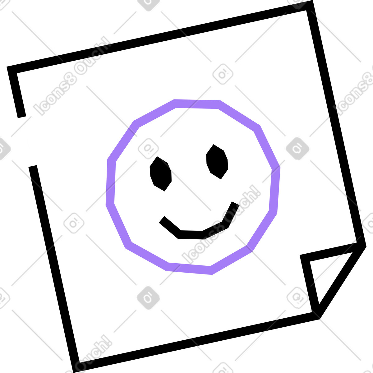Post-it con una faccina sorridente illustrazione in stile Amethyst scarica in PNG, SVG