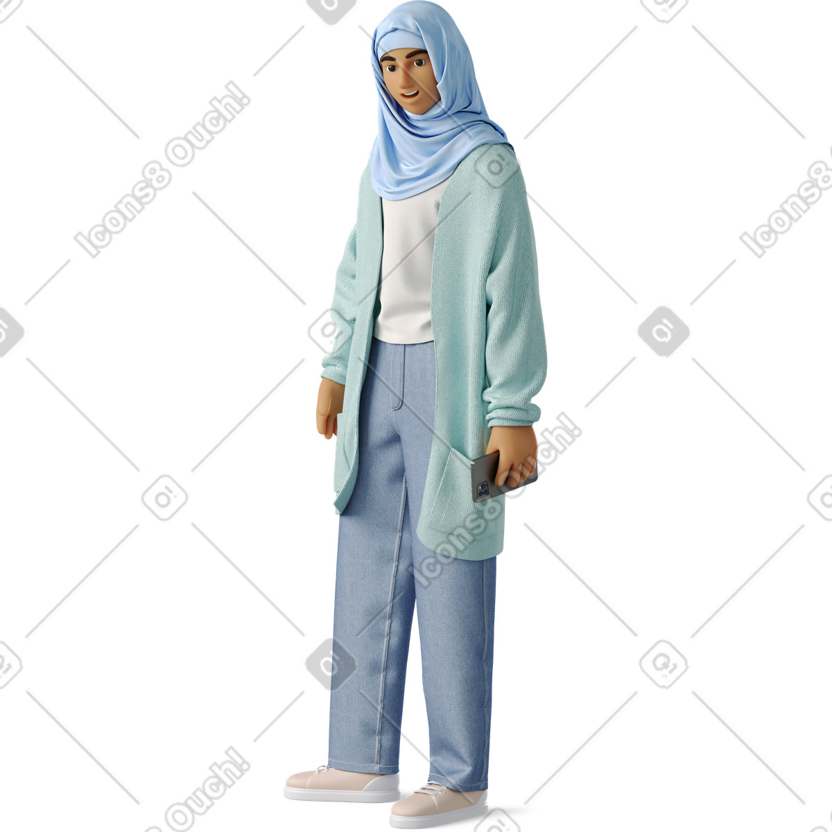 Illustration Young woman in hijab dans le style 3D Business à télécharger aux formats PNG, SVG