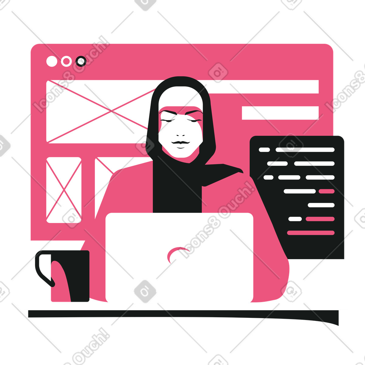 Software engineer coding on laptop illustration in Lounge style download in PNG, SVG