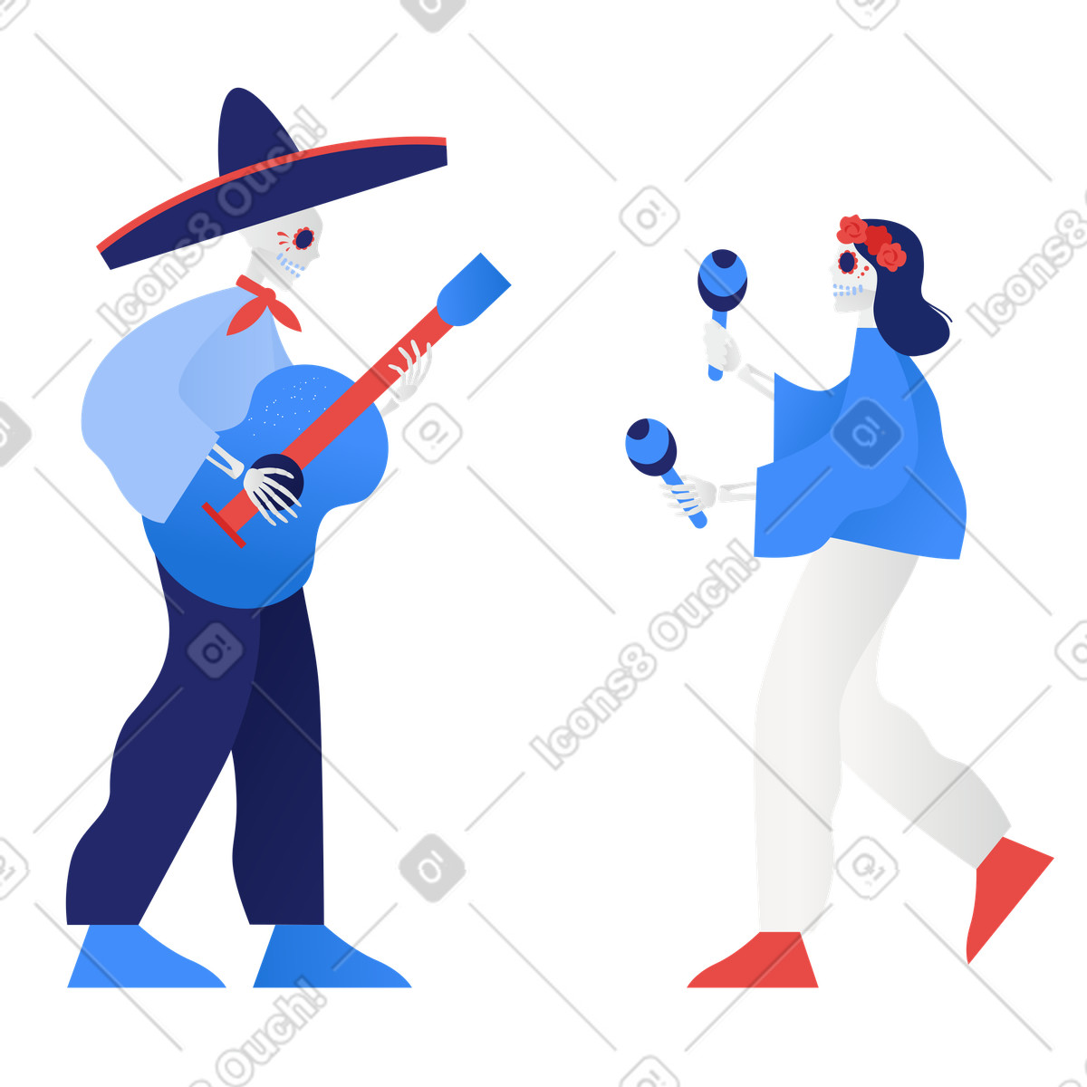 Ilustración Dia de los muertos en estilo Clip a descargar en PNG y SVG