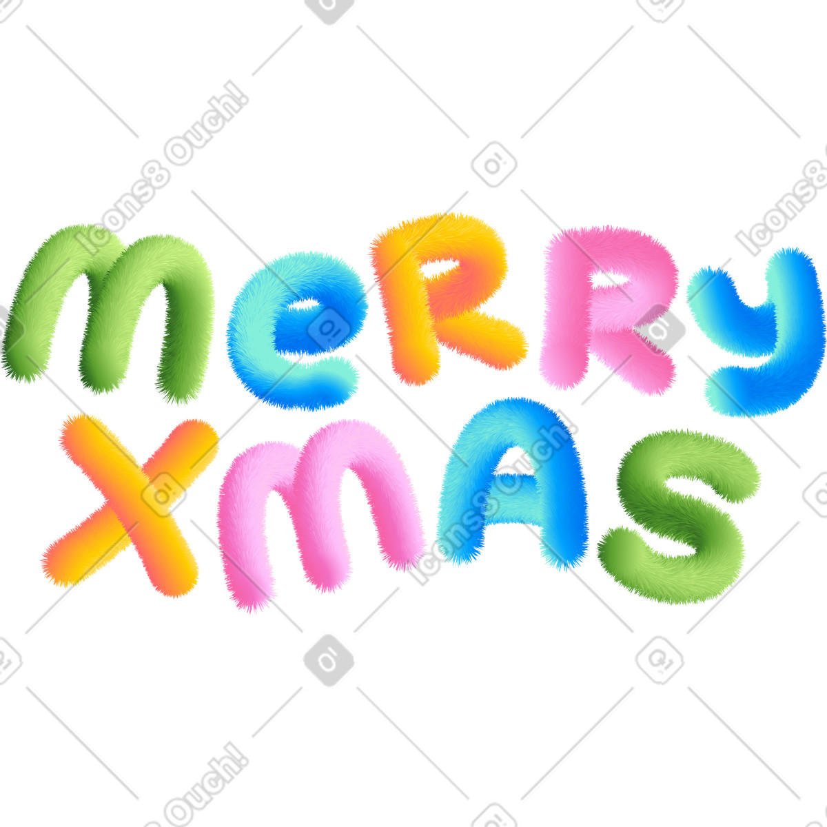 下载 Puffy 风格的 Lettering merry xmas in multicolored style text 插画，支持 PNG、SVG 格式