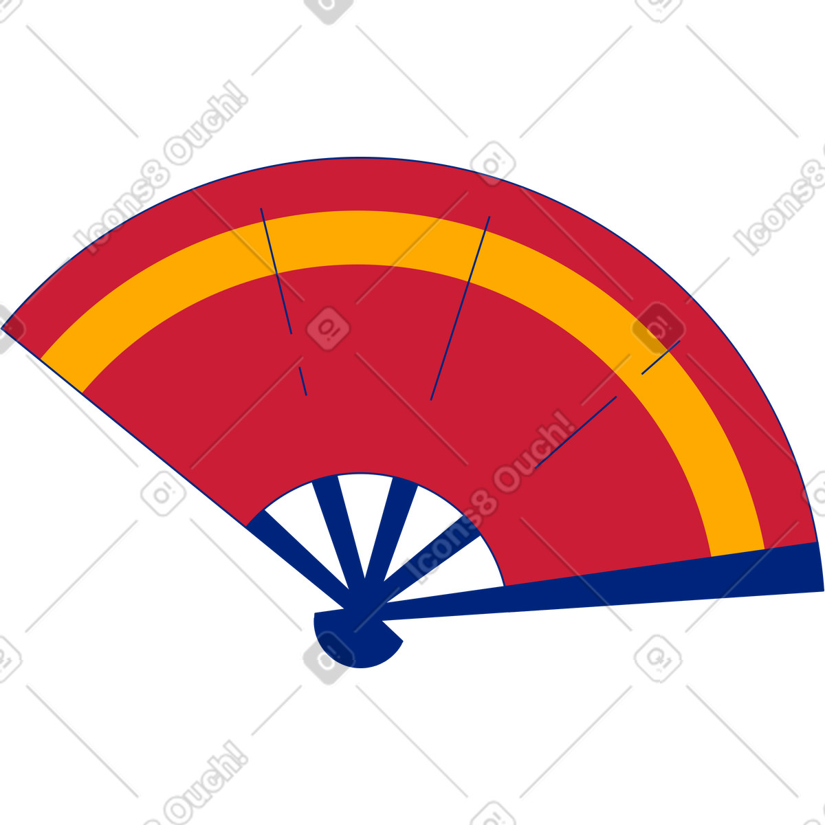 Red folding fan illustration in Neo-Sakura style download in PNG, SVG