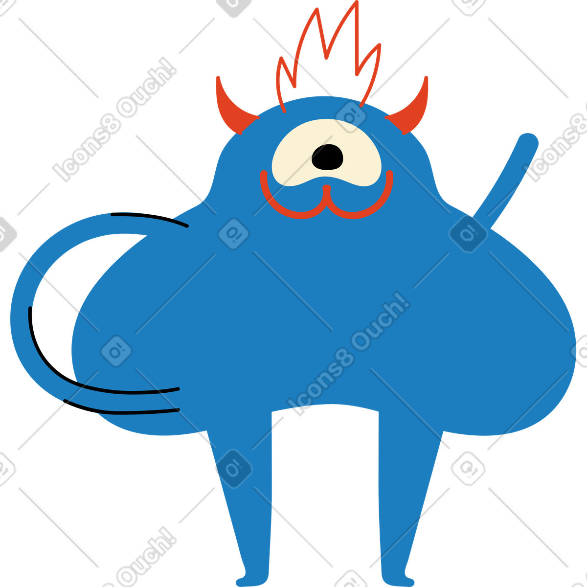 Blue character with one-eyed illustration in Jelly style download in PNG, SVG