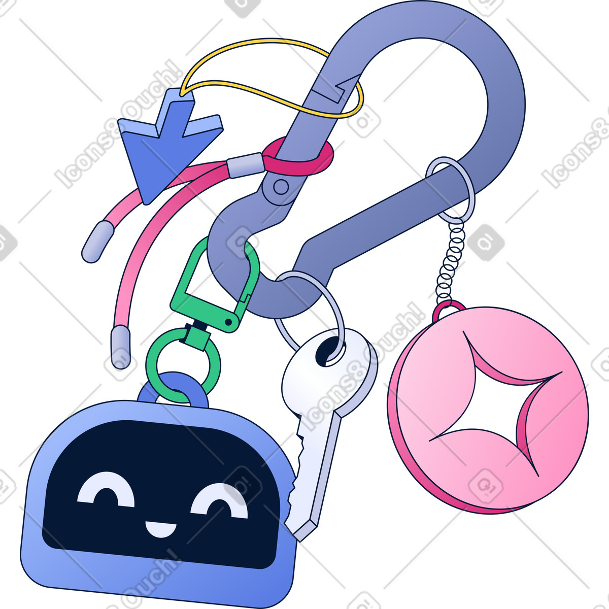 Moschettone con portachiavi illustrazione in stile Neat scarica in PNG, SVG