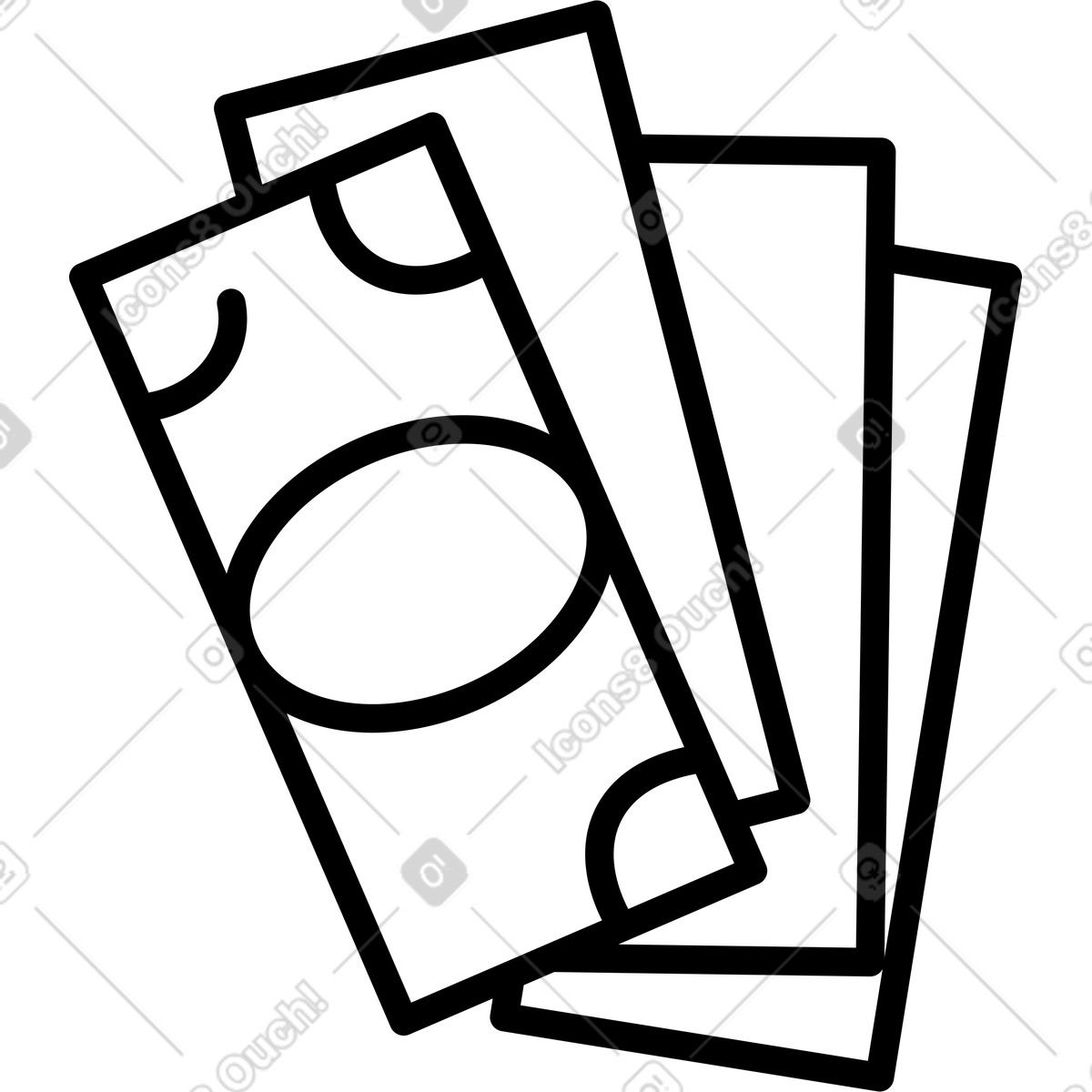 Notion Art スタイルの Banknotes stack simple line drawing with oval security emblem のイラストをPNG、SVG形式でダウンロード