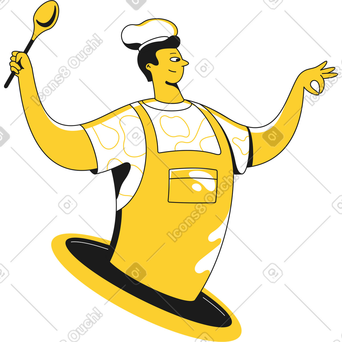 Mit löffel kochen-Illustration im Taxi-Stil als Download in PNG, SVG