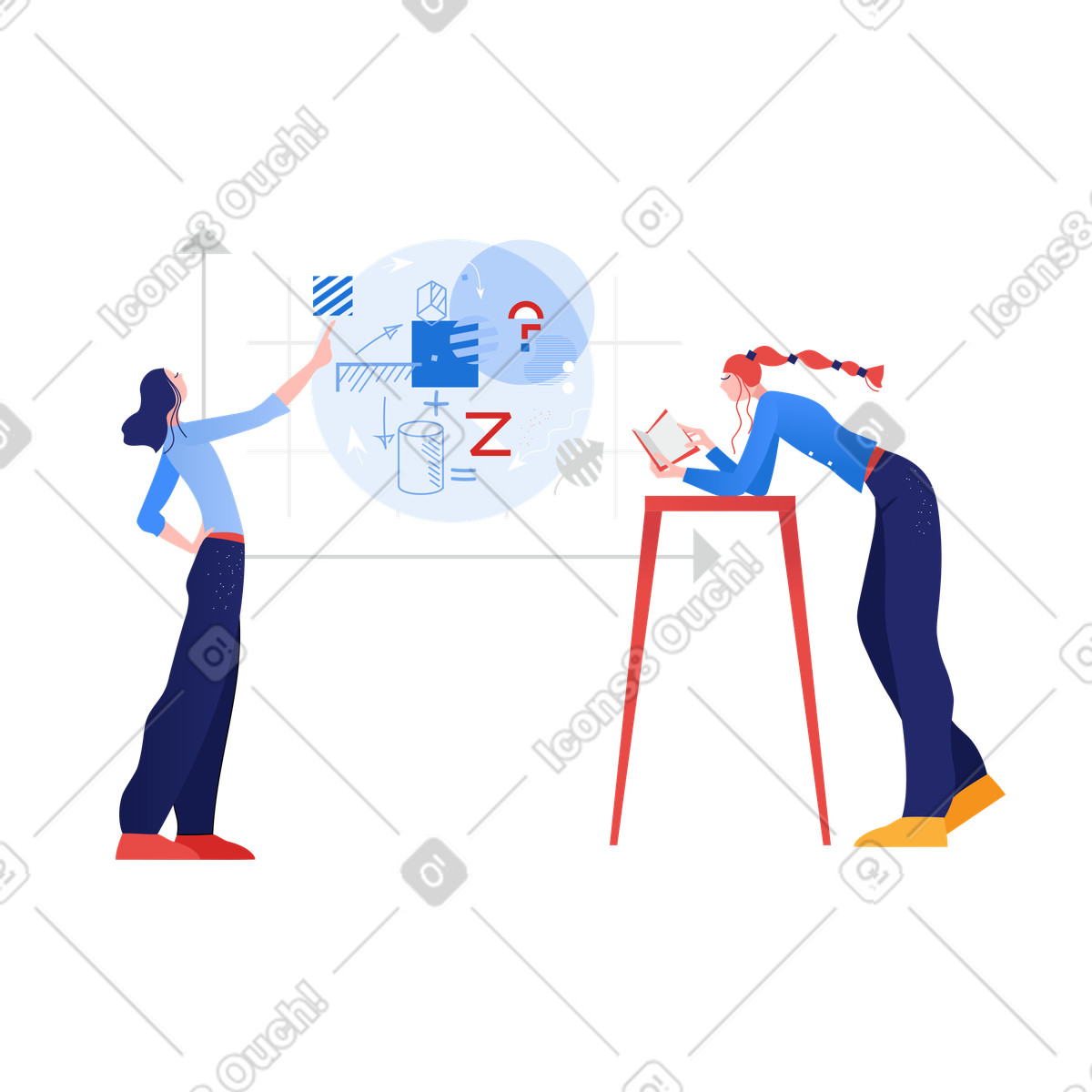 Illustration animée Résolution d'un problème mathématique aux formats GIF, Lottie (JSON) et AE