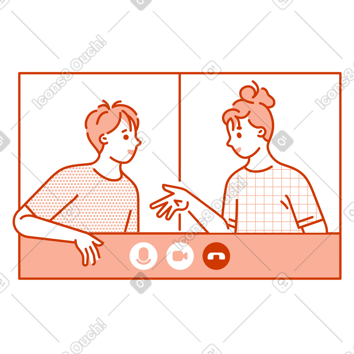 Mann und frau machen einen deal per videoanruf-Illustration im Natty-Stil als Download in PNG, SVG