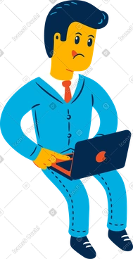 Man sitting with laptop PNG, SVG