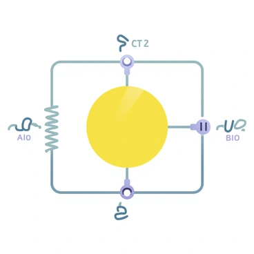 A detailed electric circuit diagram is displayed prominently. In the center, there is a clear and identifiable insulator that separates two parallel conductors. The insulator is represented in a bright yellow color, contrasting with the silver-gray conductors on either side. The conductors are shown as straight lines with connecting nodes at each end. Various circuit symbols, such as resistors and switches, are included in the diagram, each clearly labeled for easy identification. The background of the diagram is plain white to enhance visibility and clarity.