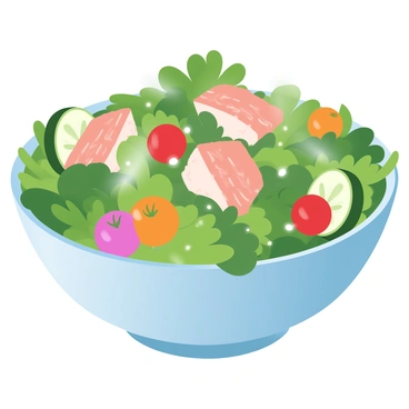 A bowl full of vibrant greens is filled with a mix of fresh lettuce, spinach, and arugula. On top, there are pieces of tinned fish, delicately placed for an appealing presentation. The salad is garnished with colorful cherry tomatoes and thinly sliced cucumbers. A light drizzle of dressing glistens over the ingredients, enhancing the visual appeal. The bowl is placed on a textured wooden table, adding warmth to the overall scene.