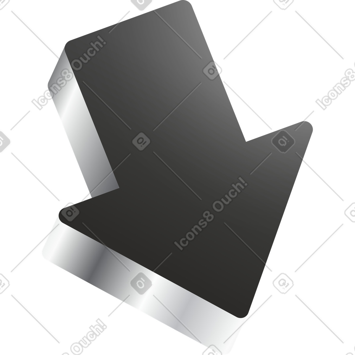 Ilustração de Dark directional arrow pointing down for navigation em no estilo Token para baixar em PNG, SVG