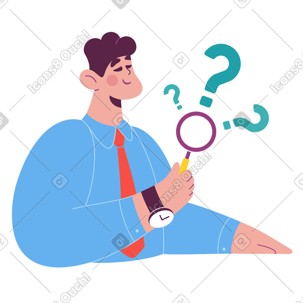 Ilustração de Employee searching for answers, Problem solving or research em no estilo Sammy para baixar em PNG, SVG