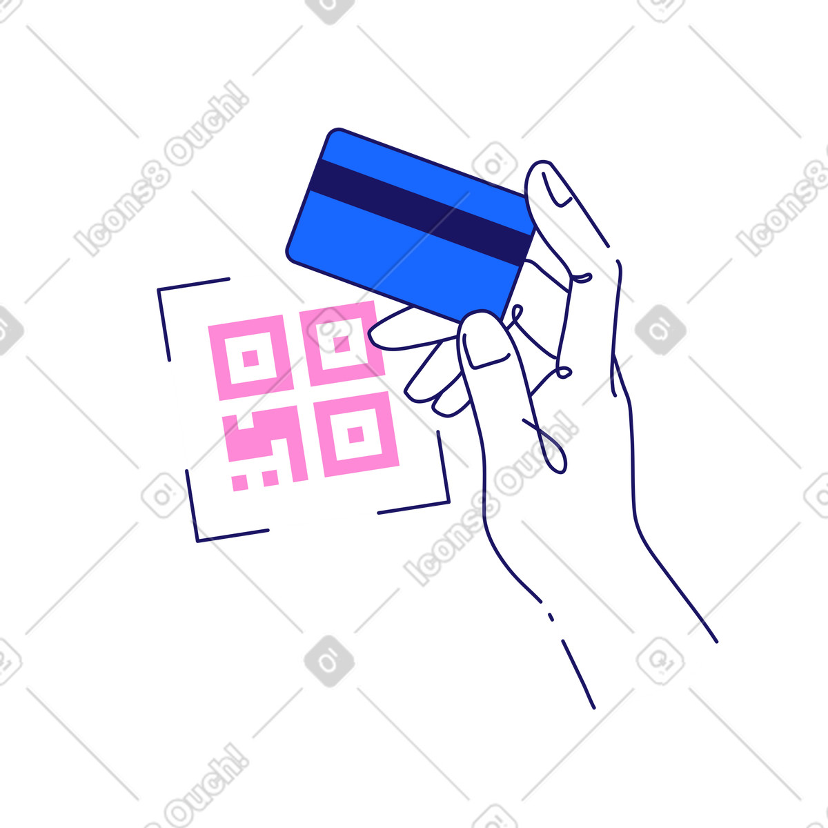 Matey スタイルの Qrコード決済 のイラストをPNG、SVG形式でダウンロード