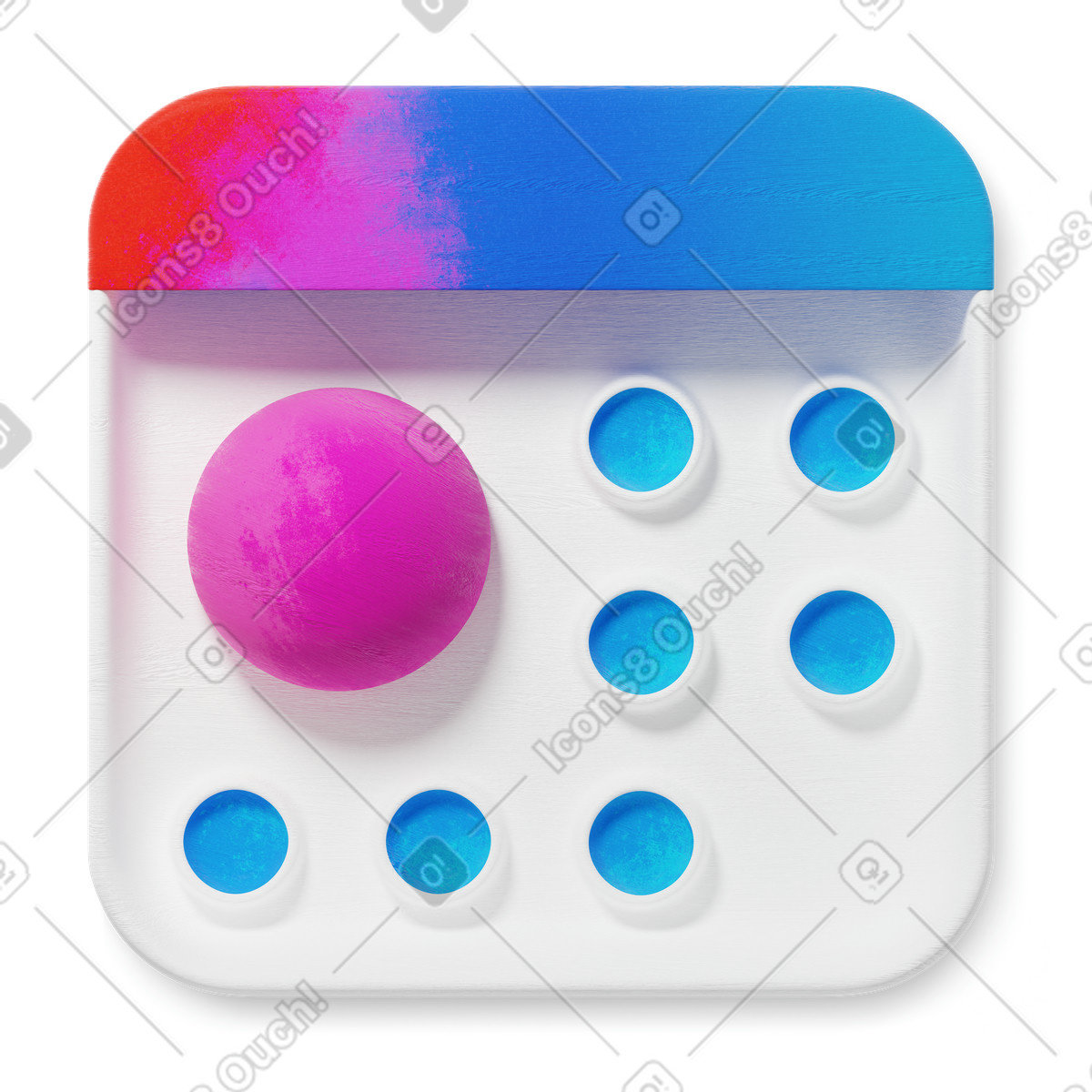 Ilustração de Calendar app icon with pink sphere highlighting important event date em no estilo 3D Microsoft Fluent illustration para baixar em PNG, SVG