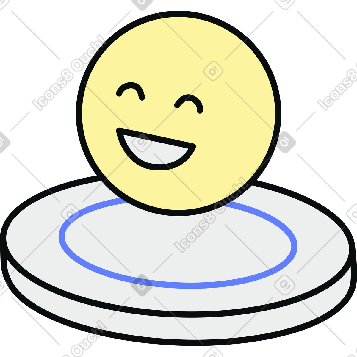 Emoji sorridente su pad magnetico rotondo illustrazione in stile Teko scarica in PNG, SVG