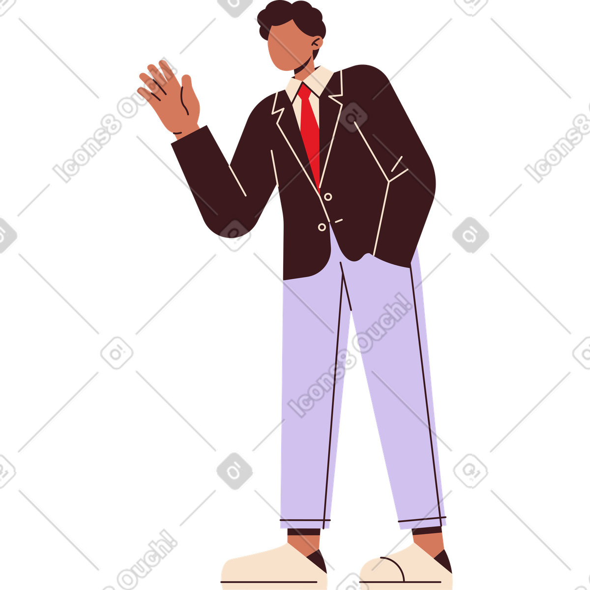 Guy in a jacket waving illustration Folks style download PNG, SVG