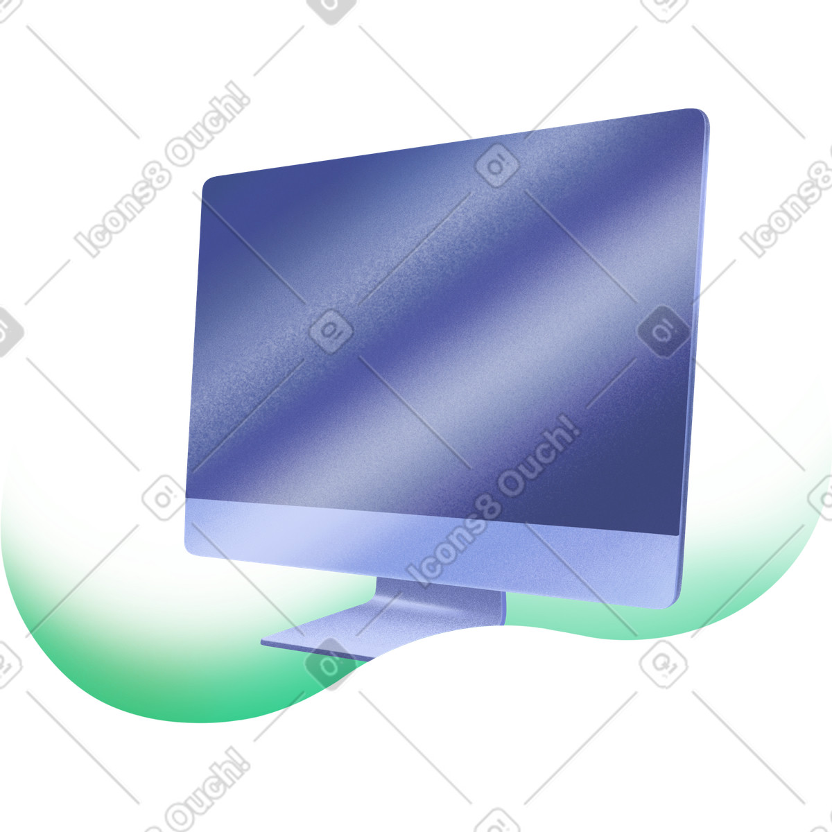 Monitor su sfondo verde illustrazione in stile Smart scarica in PNG, SVG
