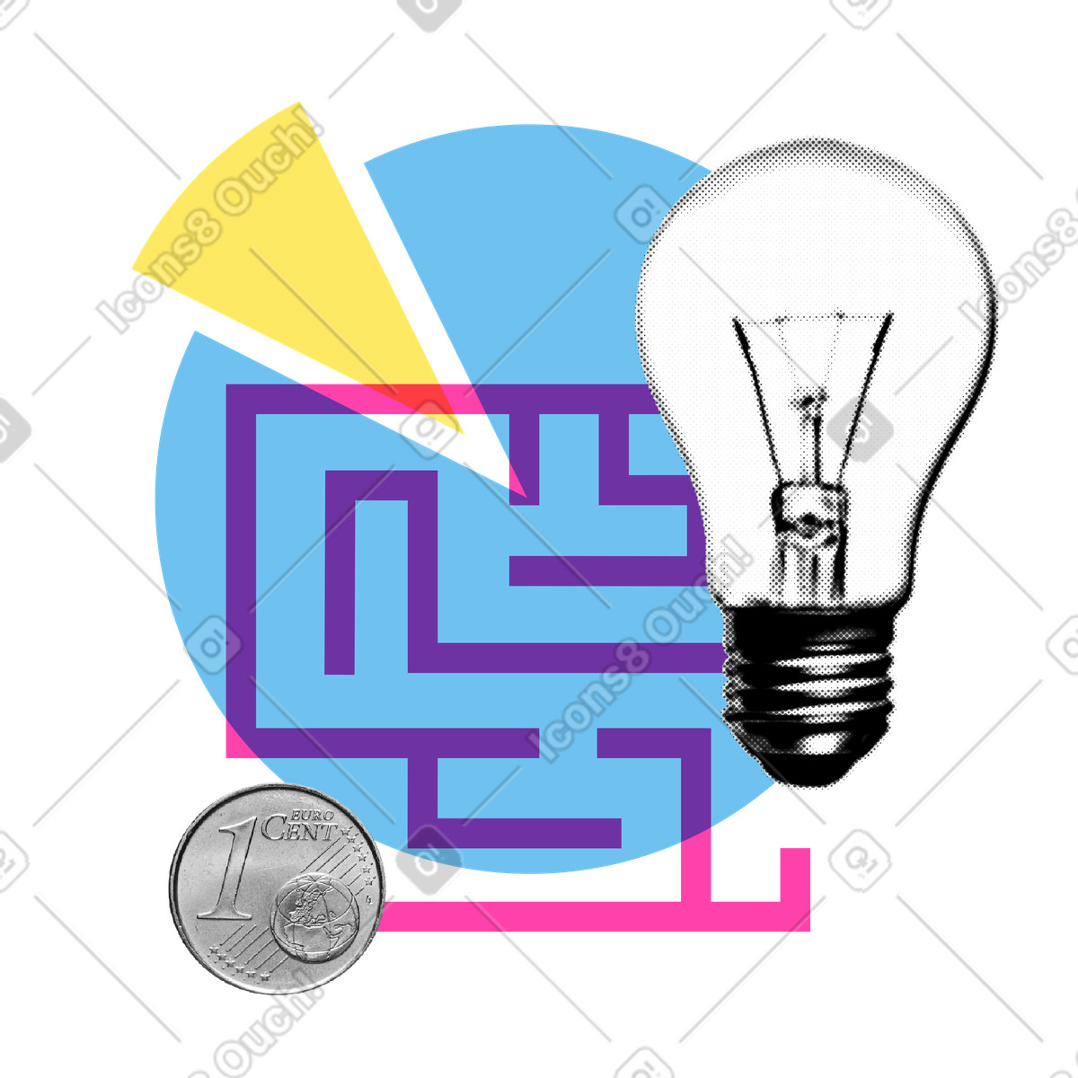 How to implement business idea with maze illustration in PNG, SVG