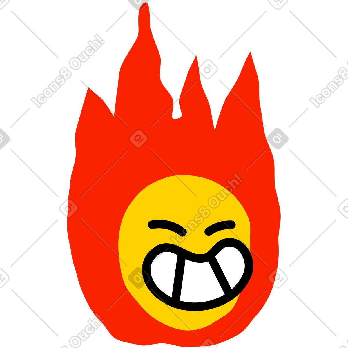 Fire head screaming illustration in Giggle style download in PNG, SVG
