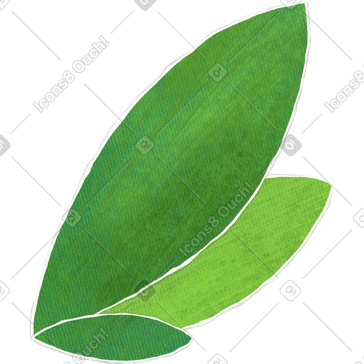 下载 Crafty 风格的 两片深色和一片绿色的叶子 插画，支持 PNG、SVG 格式