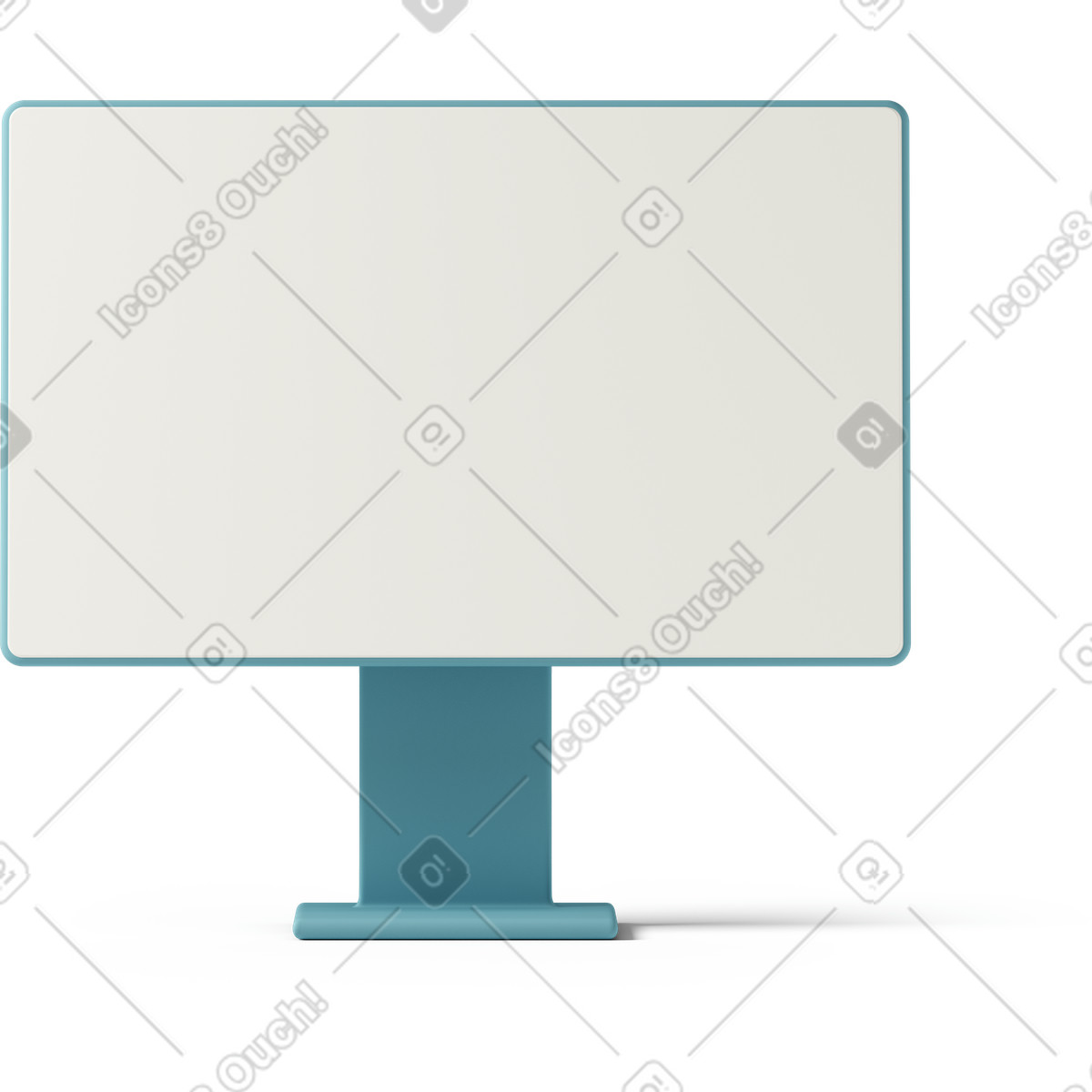 Ilustração de Front view of blue computer monitor em no estilo 3D Casual life para baixar em PNG, SVG